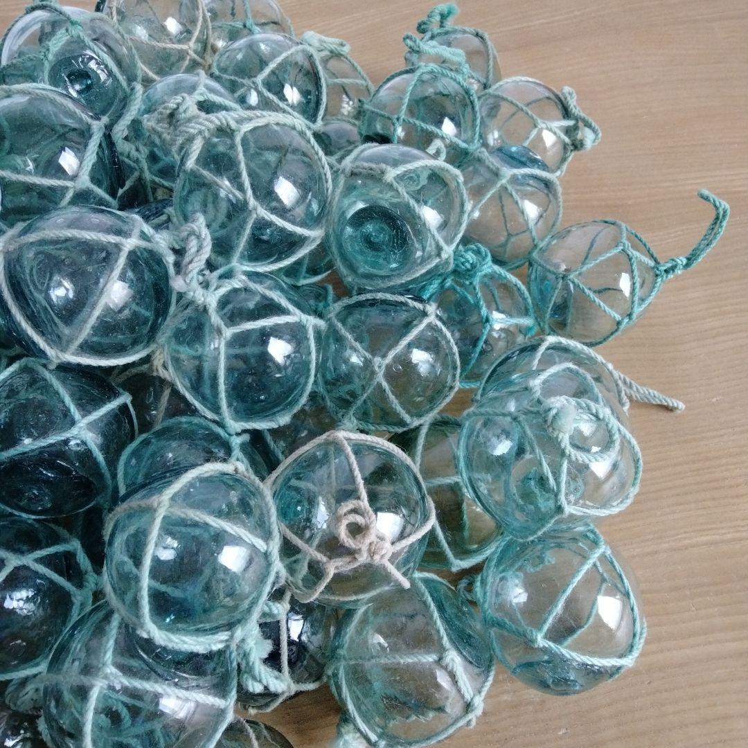 ガラス浮き球　浮き玉　ガラス玉　９１個セット　網紐付き