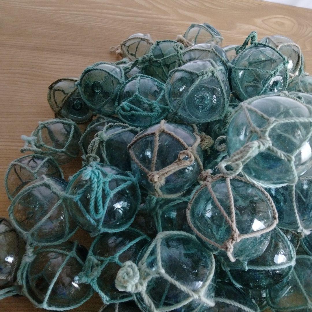 ガラス浮き球　浮き玉　ガラス玉　９１個セット　網紐付き