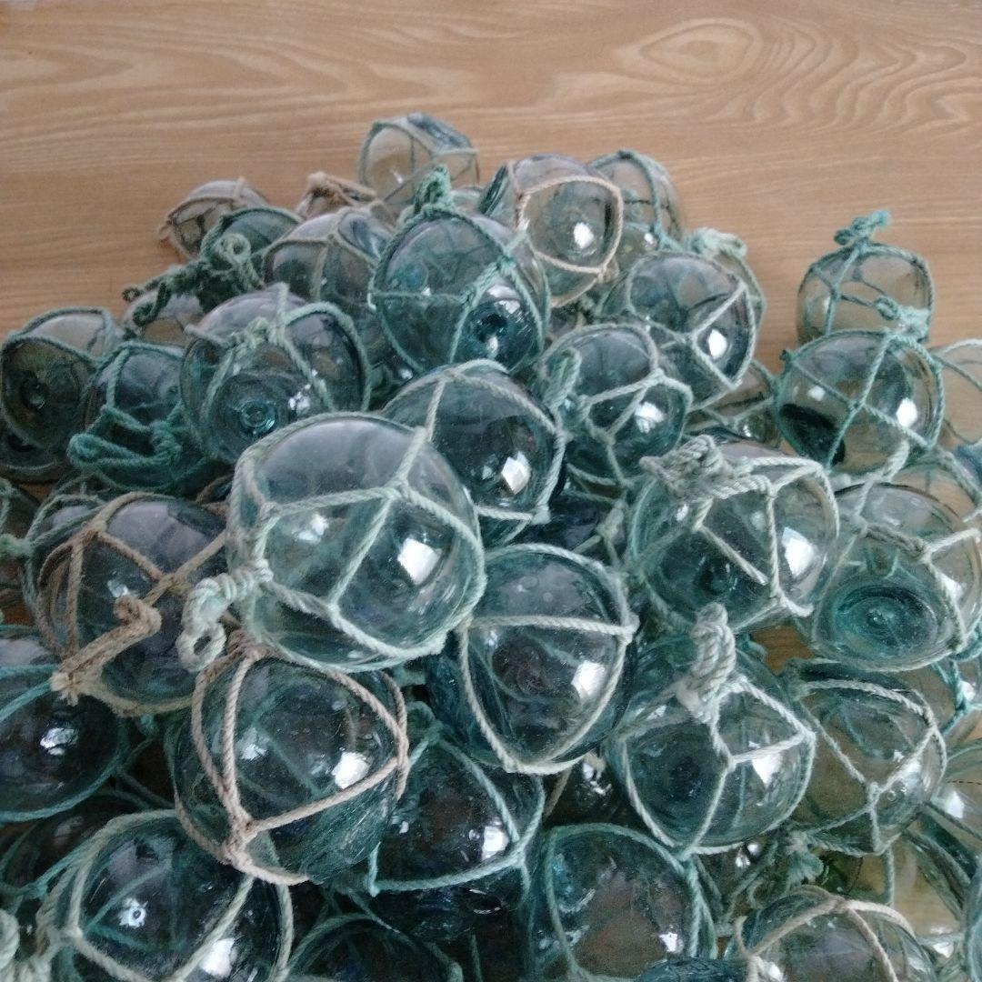 ガラス浮き球　浮き玉　ガラス玉　９１個セット　網紐付き