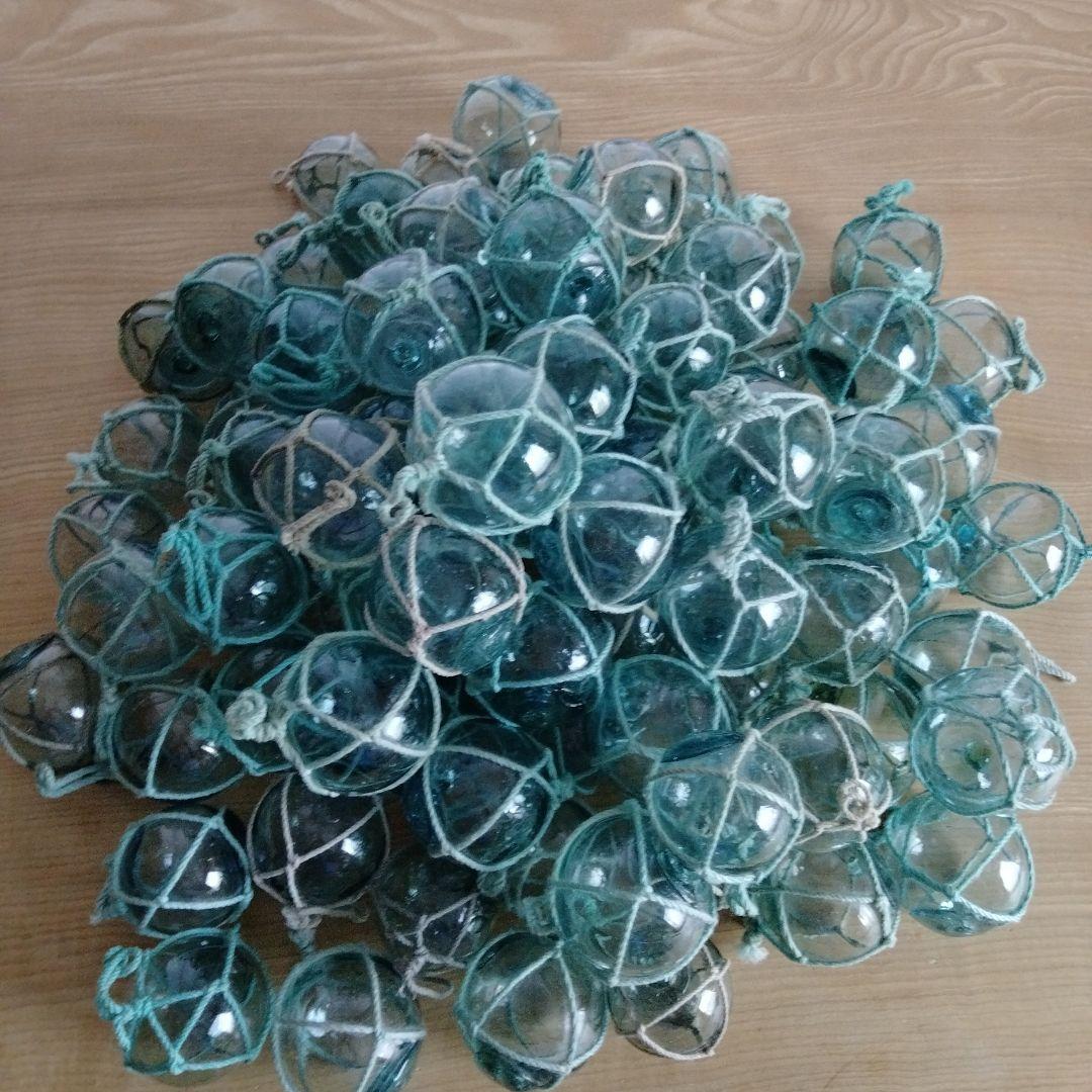 ガラス浮き球　浮き玉　ガラス玉　９１個セット　網紐付き