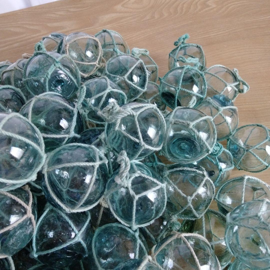 ガラス浮き球　浮き玉　ガラス玉　９１個セット　網紐付き