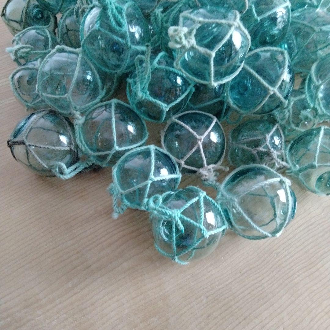 ガラス浮き球　浮き玉　ガラス玉　９１個セット　網紐付き