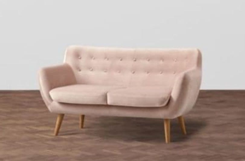ピンク 2人掛けソファ ボタン付き