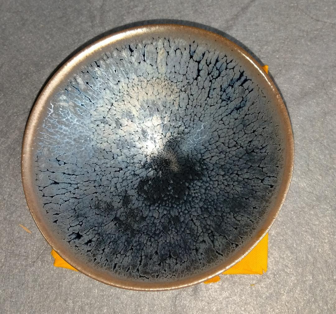 京焼清水焼窯元陶芸家　鎌田幸二造　 窯変銀漿油滴天目酒盃 　共箱 　未使用品