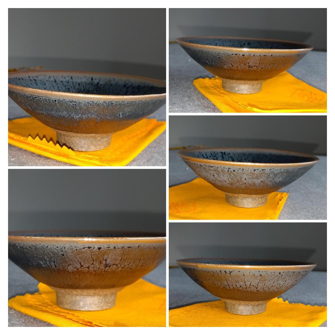 京焼清水焼窯元陶芸家　鎌田幸二造　 窯変銀漿油滴天目酒盃 　共箱 　未使用品