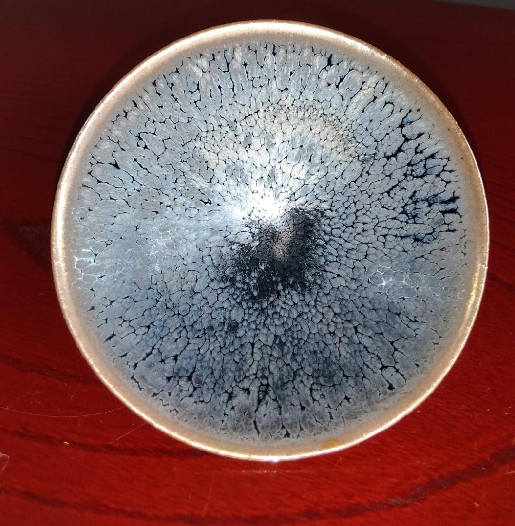 京焼清水焼窯元陶芸家　鎌田幸二造　 窯変銀漿油滴天目酒盃 　共箱 　未使用品