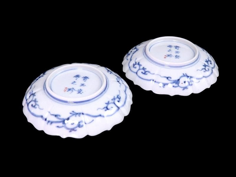 大聖寺伊万里　金襴手 菊花型　牡丹の図　4寸皿　2枚　C457AS-CVs