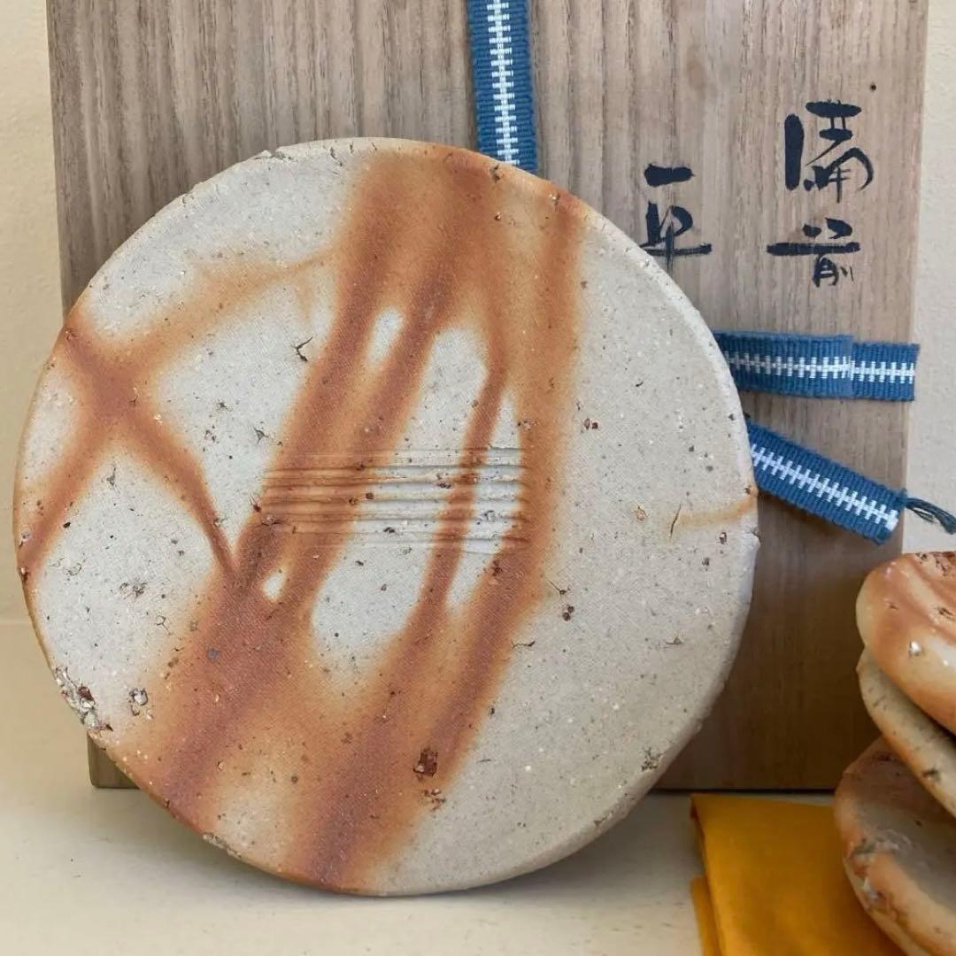 備前焼 bizenyaki 緋襷 ひだすき 高原卓史 泰山窯 平鉢 5枚揃