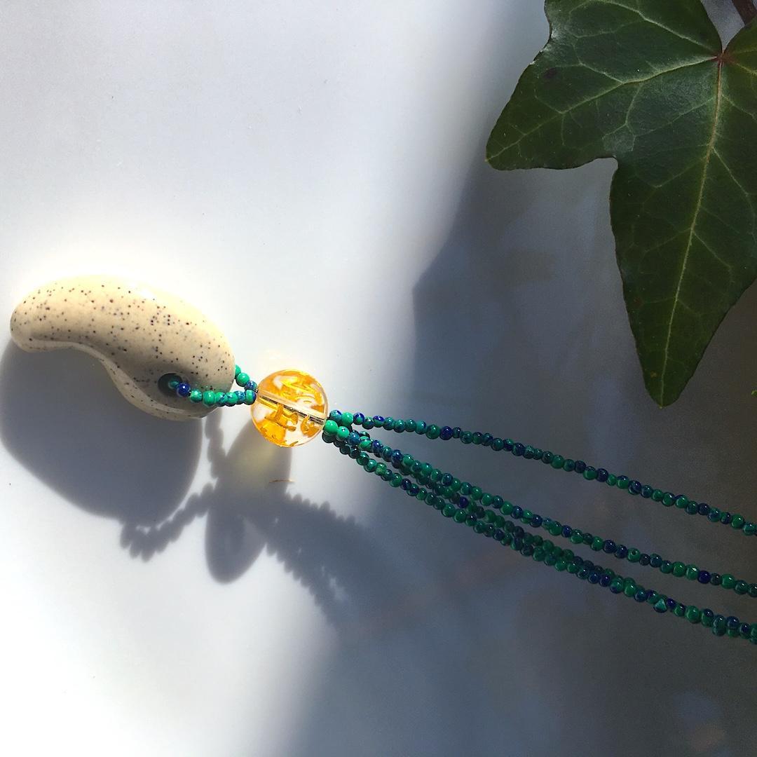 Powerstone✦神秘の癒し✦北投石とアズマラカイトの守護ネックレス⋆.·✦