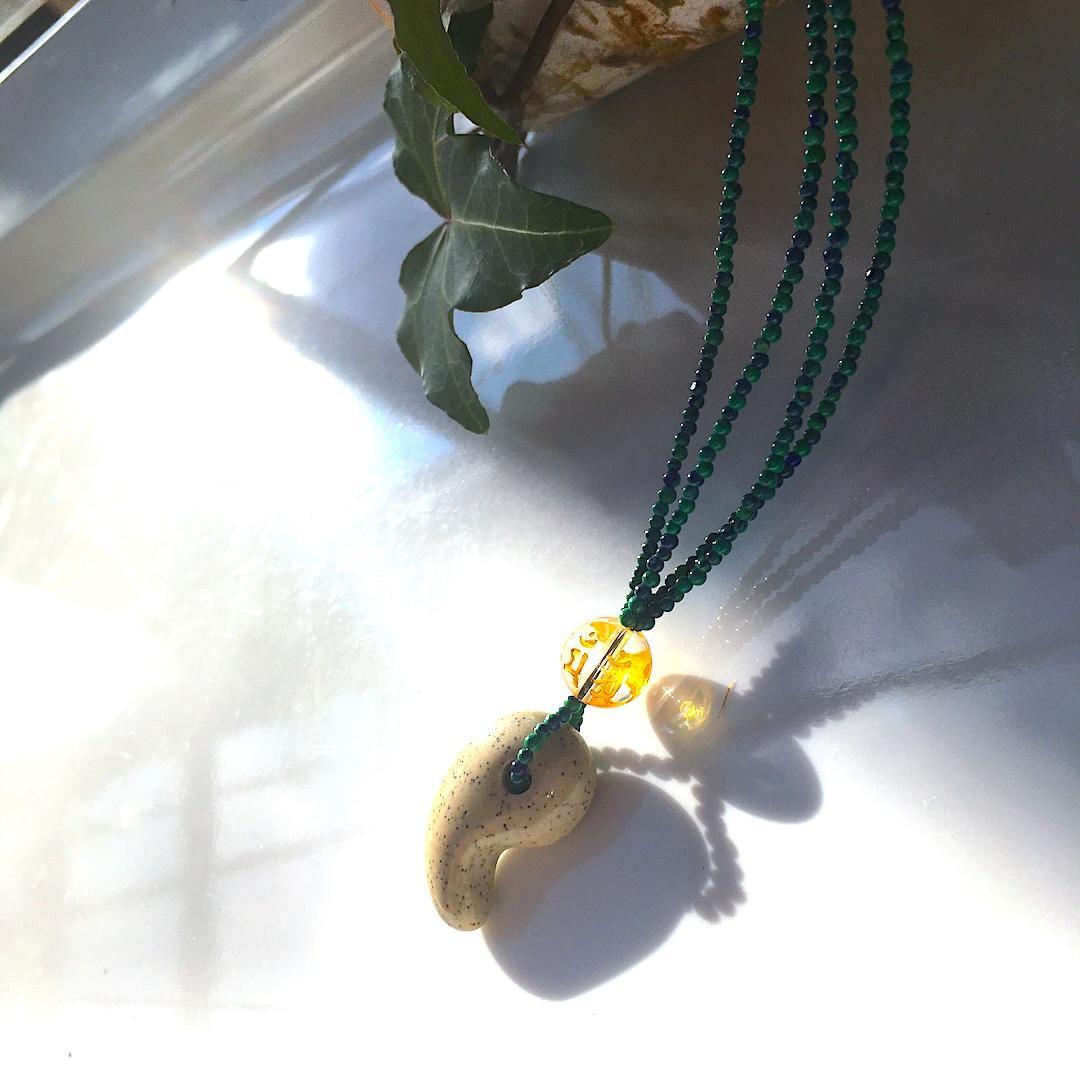Powerstone✦神秘の癒し✦北投石とアズマラカイトの守護ネックレス⋆.·✦
