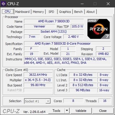 【動作確認済】AMD ゲーム特化型CPU Ryzen 7 5800X3D BOX