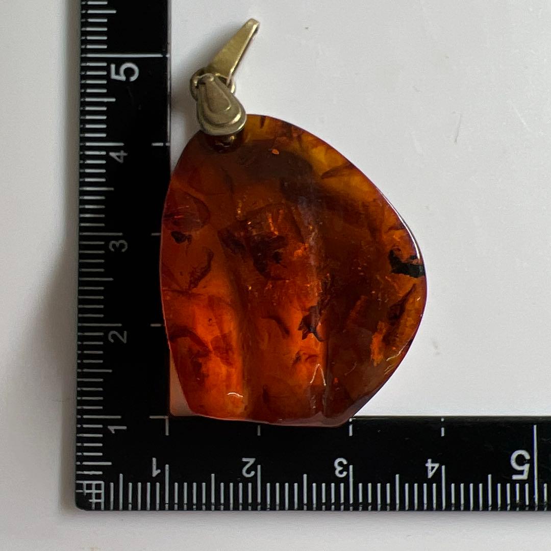 18K 875刻印　本琥珀ネックレストップ　8.7g 東Y7-0623⭐︎2F