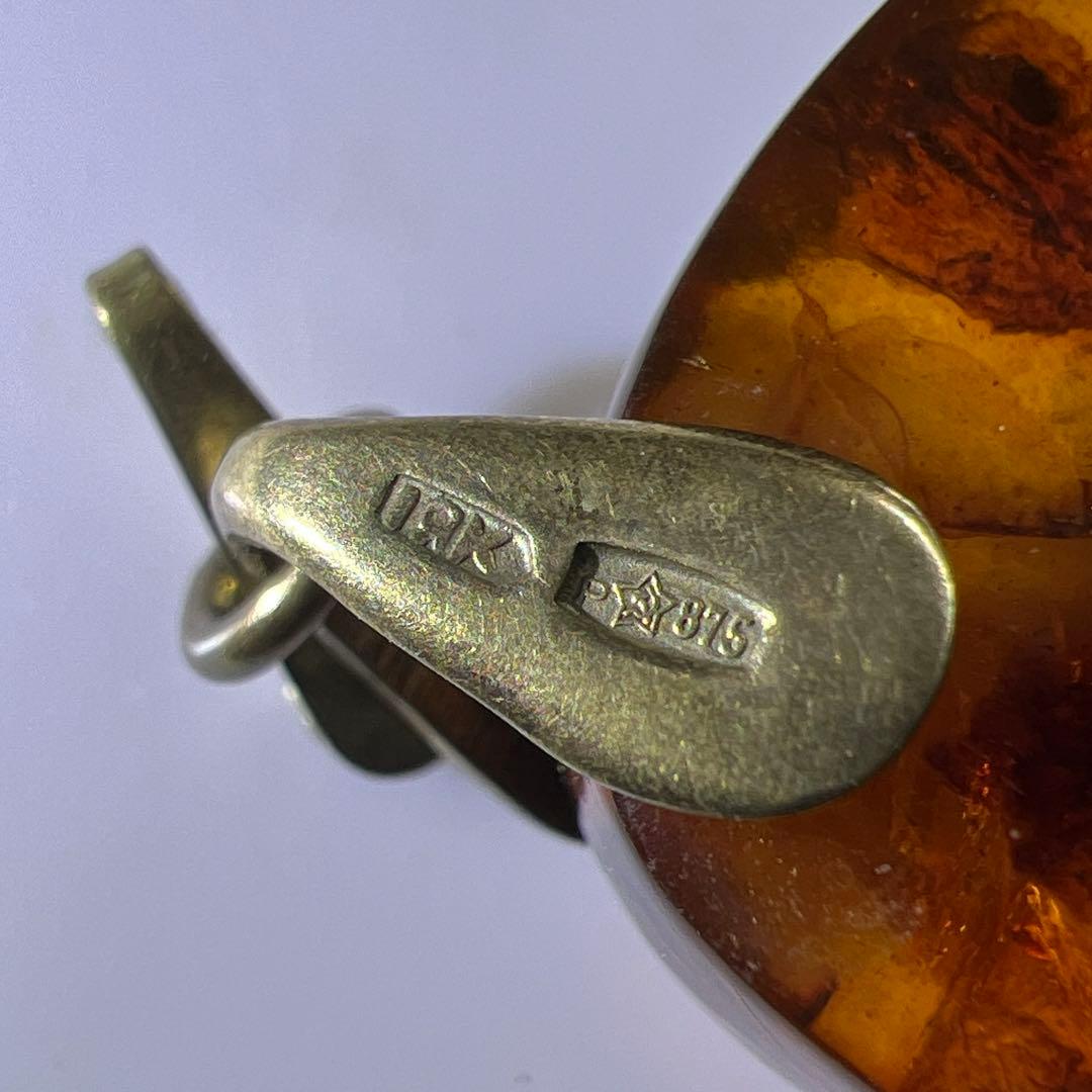 18K 875刻印　本琥珀ネックレストップ　8.7g 東Y7-0623⭐︎2F