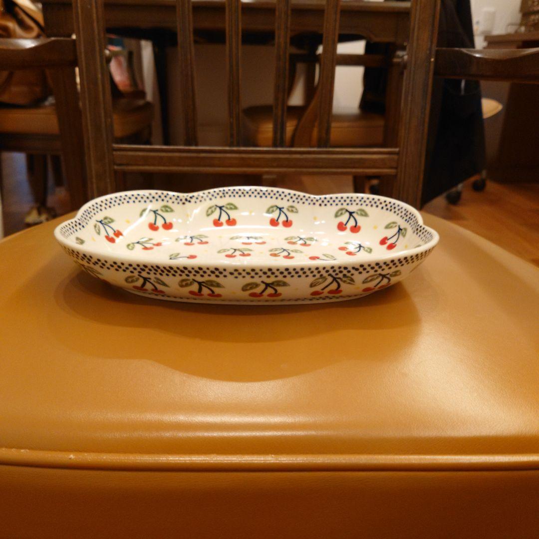 ポーリッシュポタリー マヌファクトゥラ クラウド 皿 ♡さくらんぼ ALC84