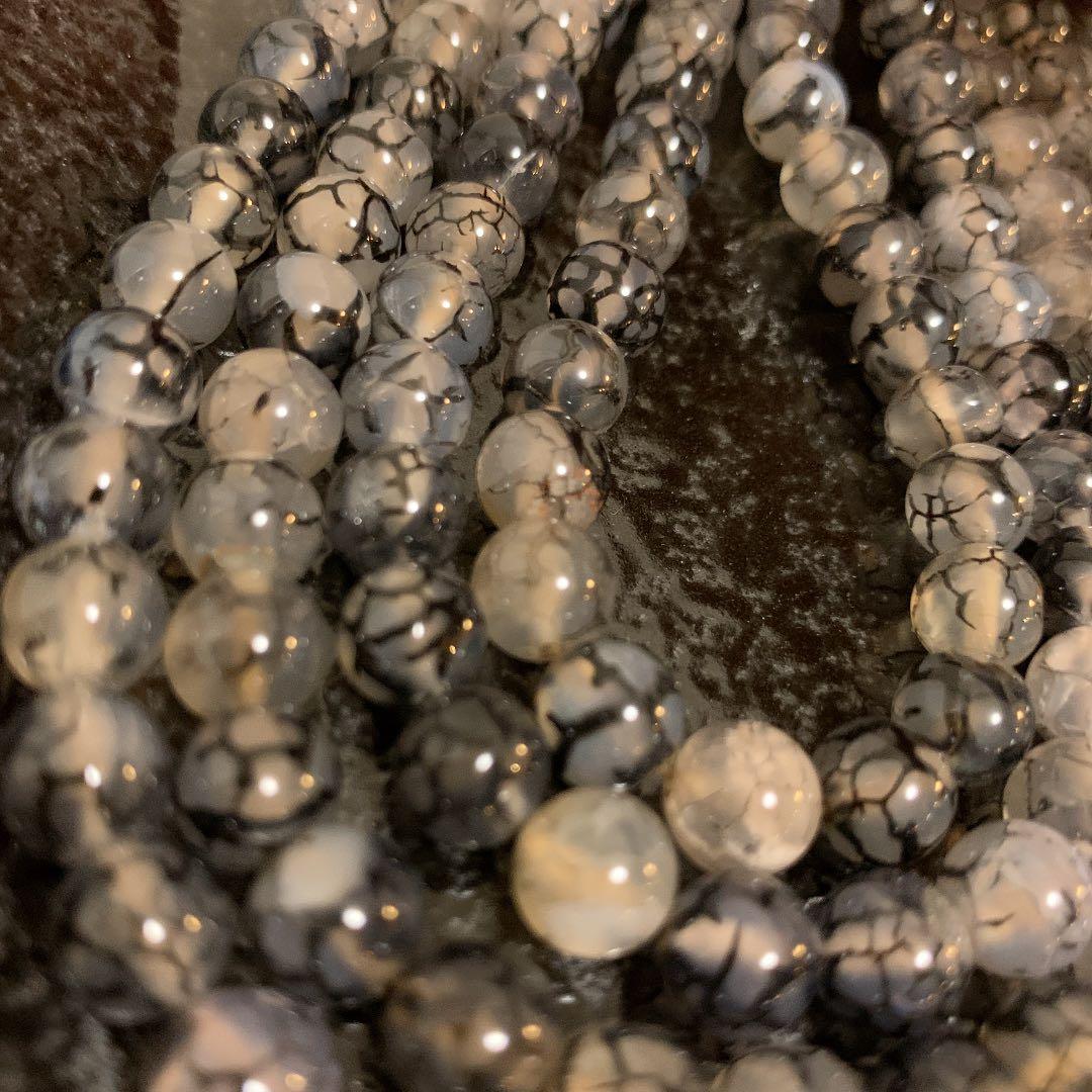 「C0846」黒＆白　ドラゴンアゲート 10mm 1連