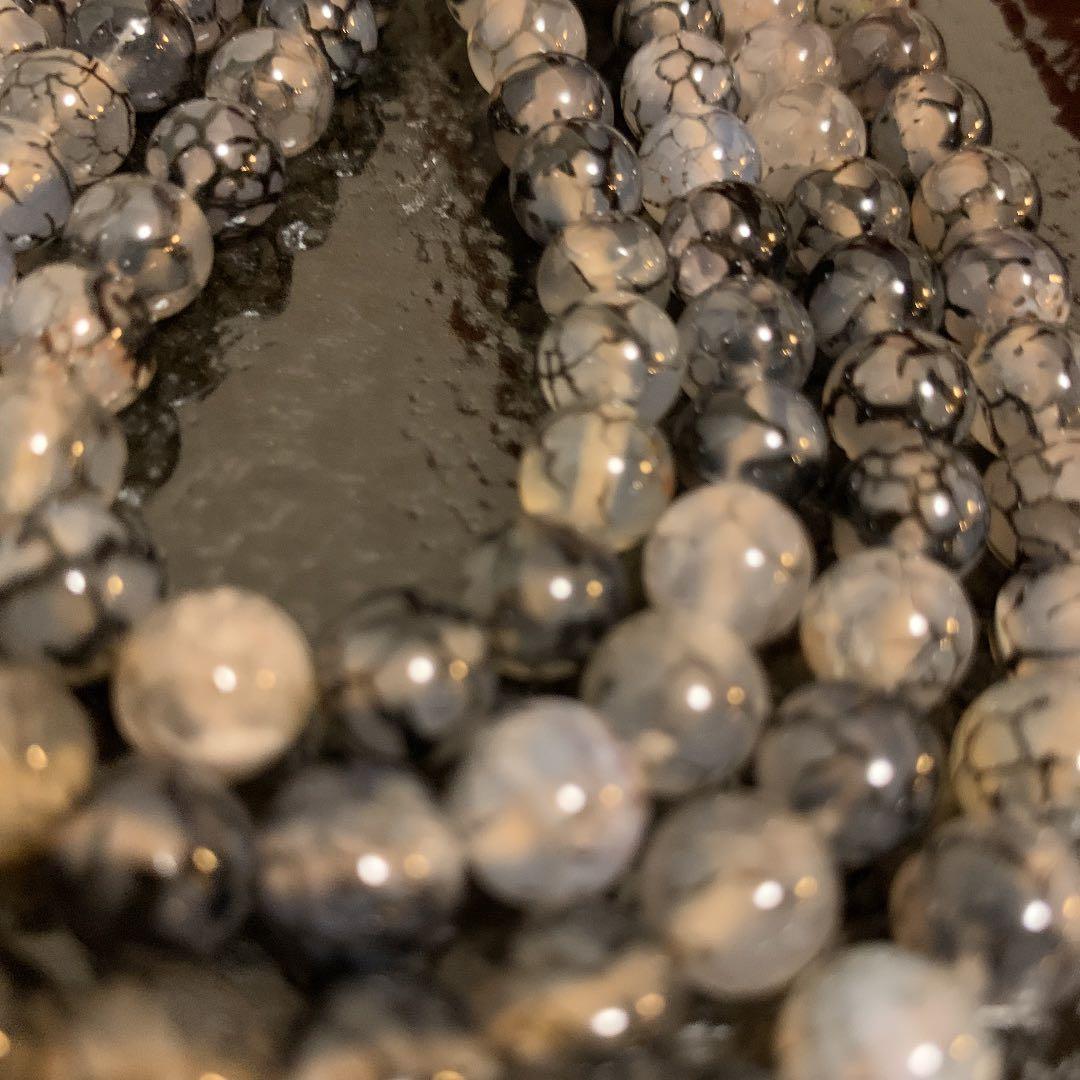 「C0846」黒＆白　ドラゴンアゲート 10mm 1連