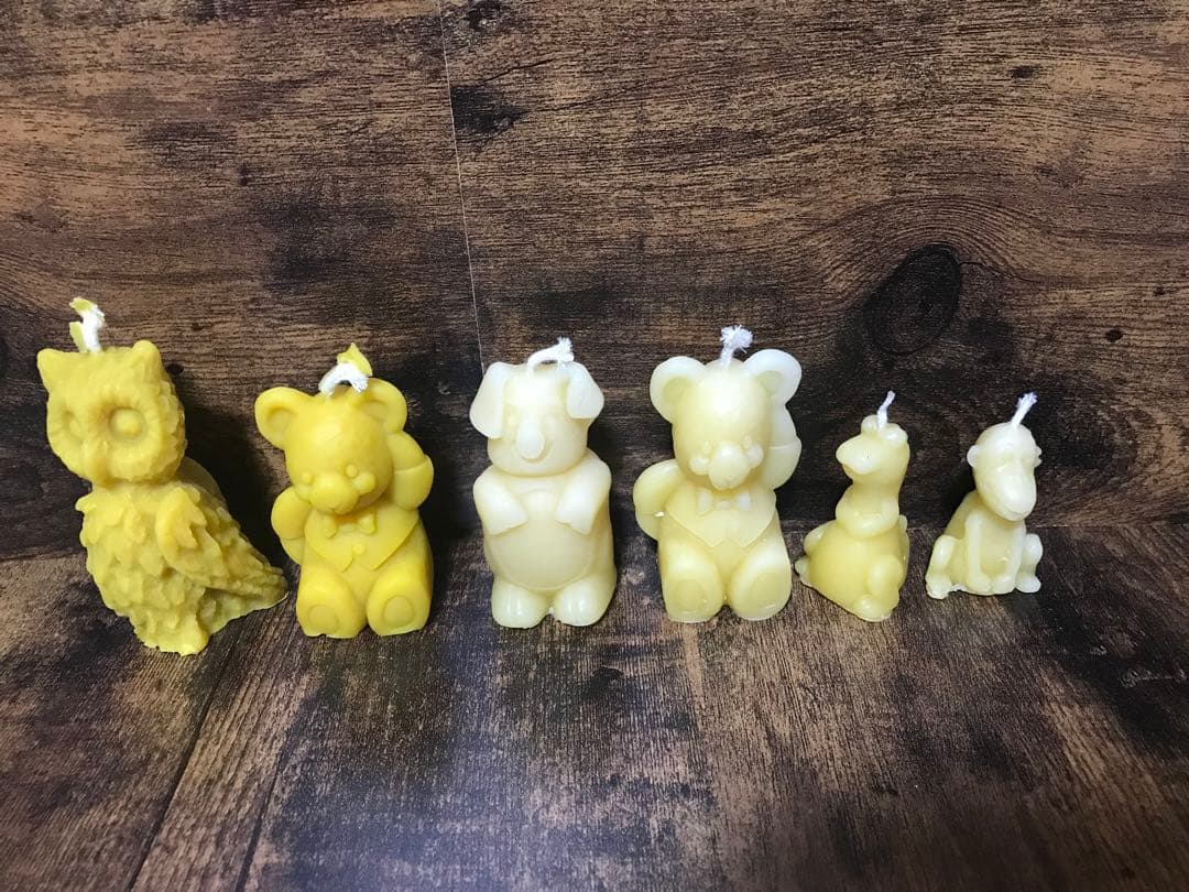 ミツロウ　みつろう　蜜蝋　キャンドル　6個　クマ　フクロウ　ブタ　サル　ドラゴン