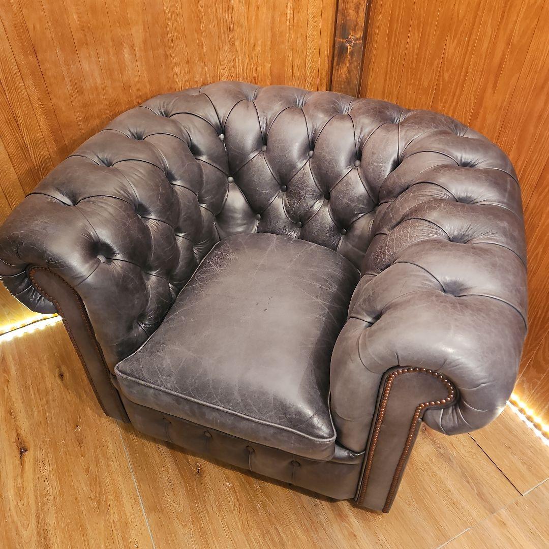 チェスターフィールド　本革ソファ　レザーソファ　A