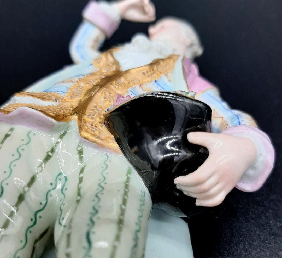 古マイセン大型フィギュリン『花摘みの男』美品◆1級品 ボタン剣アンティーク