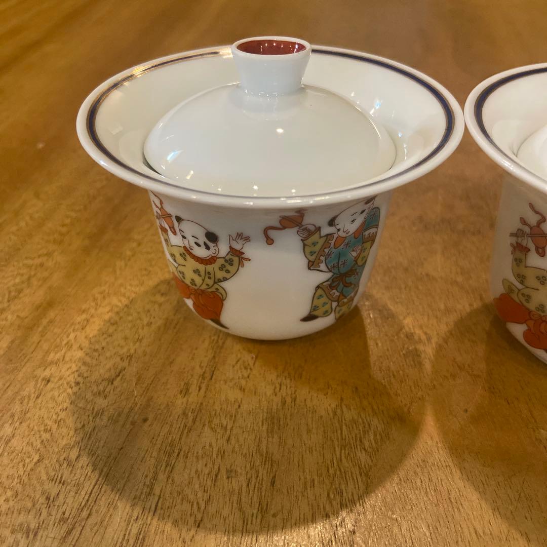 香蘭社希少品唐子絵付け珍味蓋付き小鉢三個