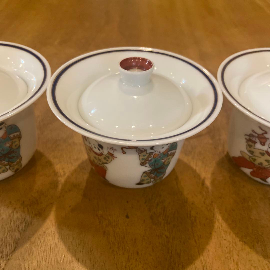 香蘭社希少品唐子絵付け珍味蓋付き小鉢三個