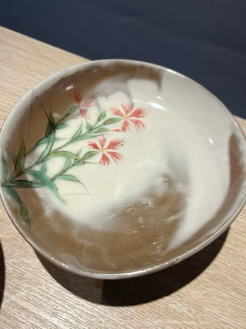 【陶あん】高台小鉢 2個セット 花絵柄 京焼 清水焼