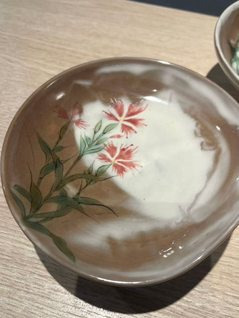 【陶あん】高台小鉢 2個セット 花絵柄 京焼 清水焼