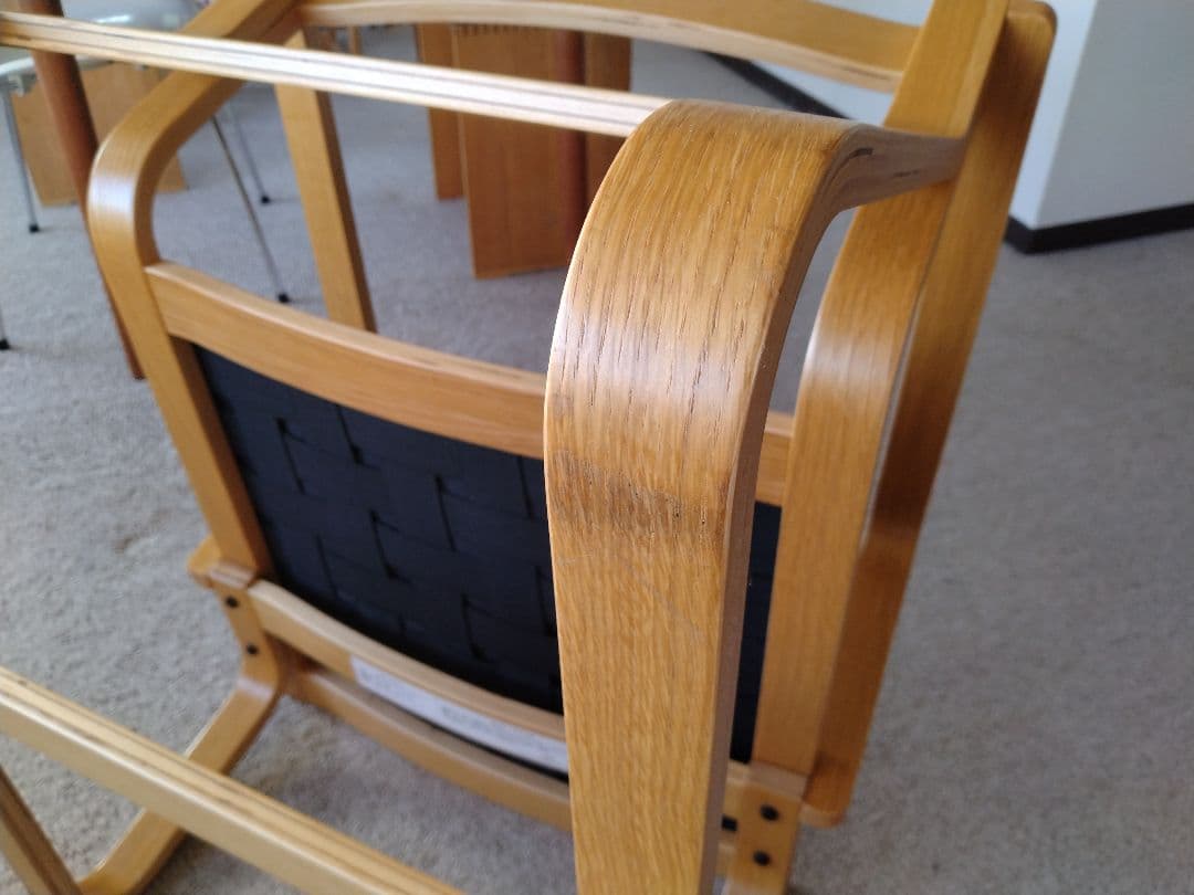 【良品】MUJI無印 ダイニングソファチェアオーク材/リビングでもつかえる茶①