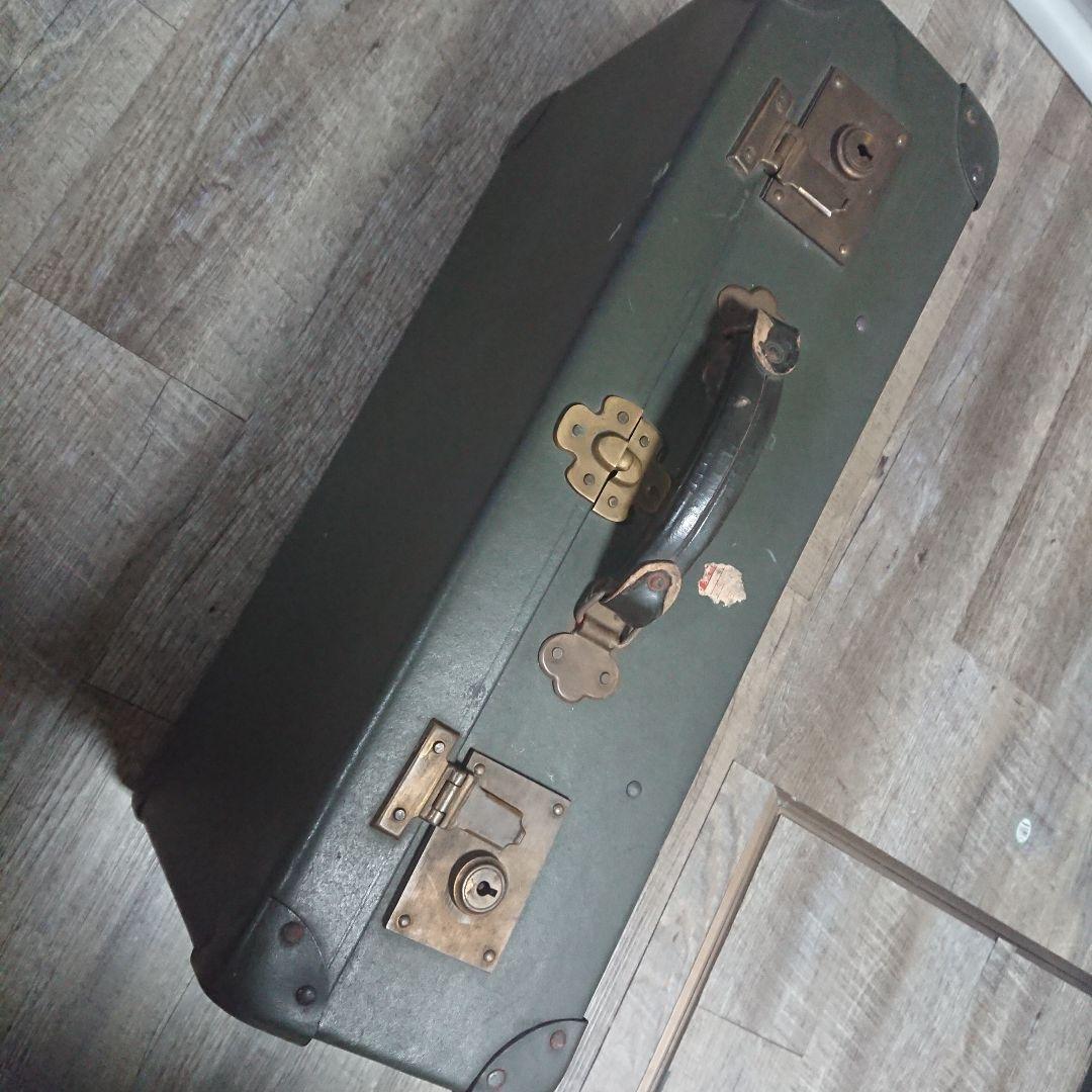 アンティークトランク ダークグリーン 昭和初期