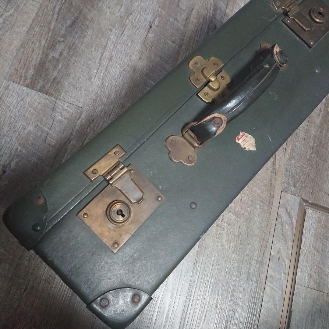 アンティークトランク ダークグリーン 昭和初期