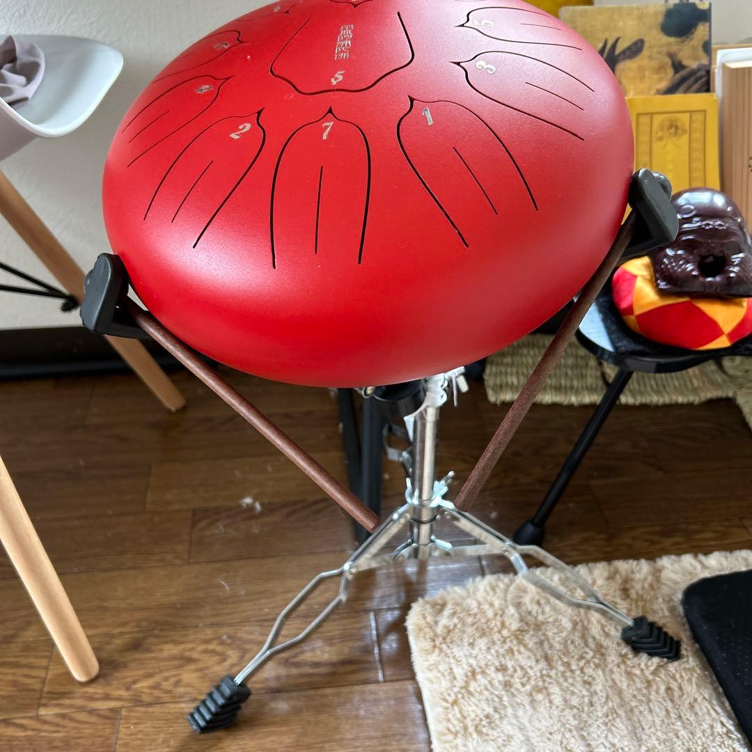 レッド タングドラム 7音 調整スタンド付き