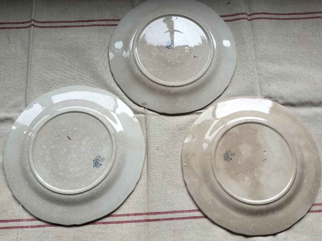 アンティーク　フランス　ジアン　絵皿3枚 22.5cm