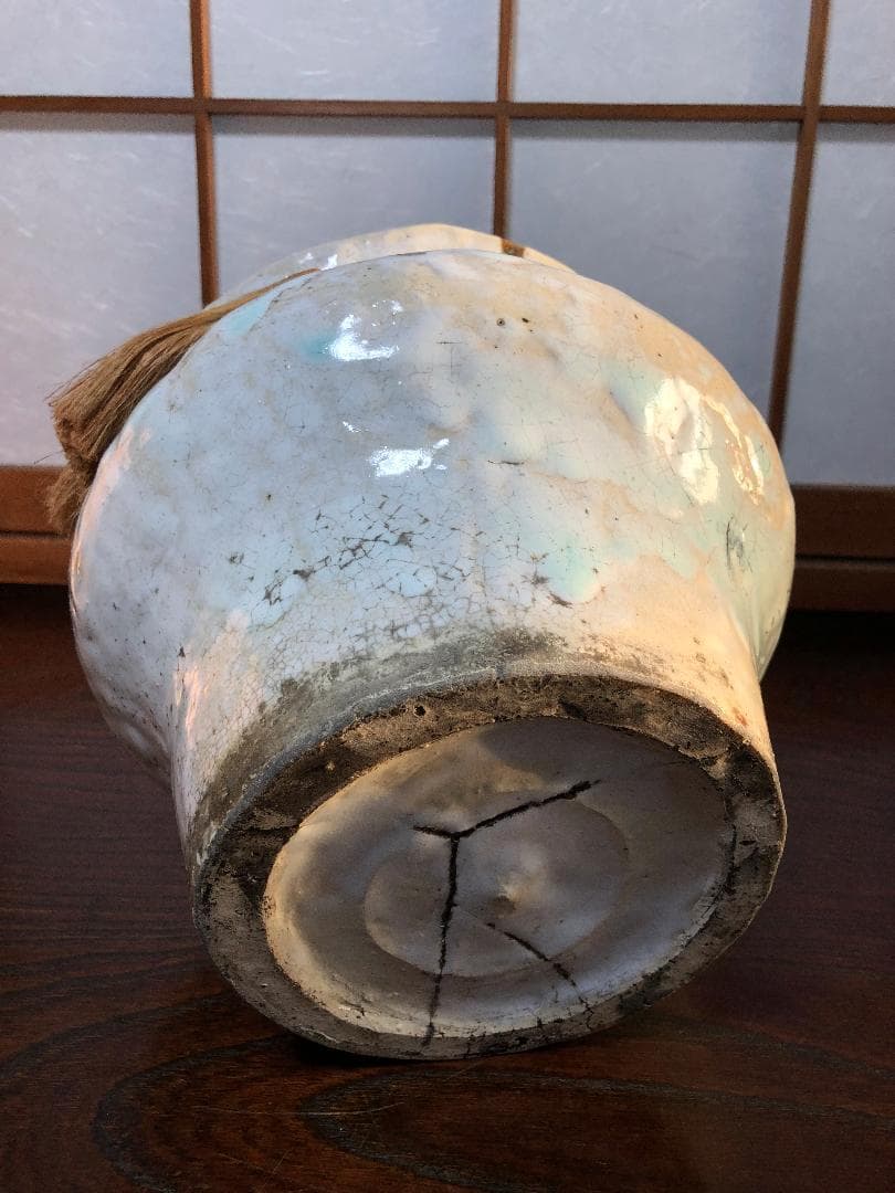 【金海砂金袋型花瓶】　粉引白釉鉄砂彩　益子　合田好道・韓国金海窯造