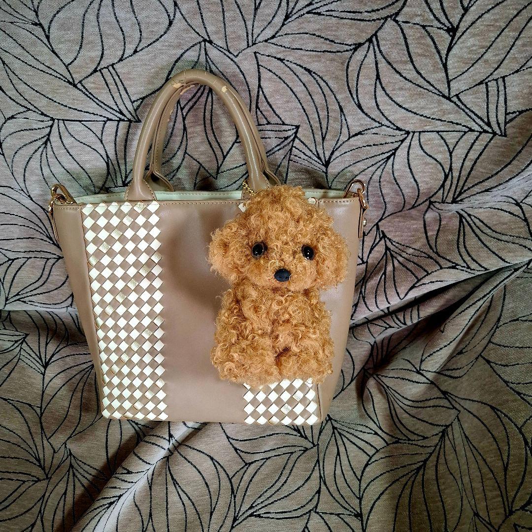 キーホルダーなぬいぐるみ、トイプードル、犬、ハンドメイド、オリジナル、リアル、