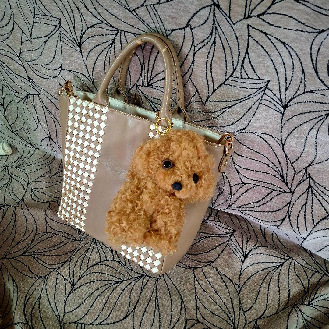 キーホルダーなぬいぐるみ、トイプードル、犬、ハンドメイド、オリジナル、リアル、