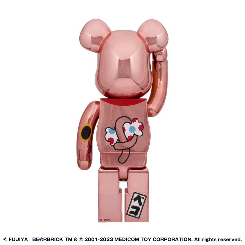 BE@RBRICK 招き猫 ペコちゃん 金運ダブル小判 桃金メッキ 1000%