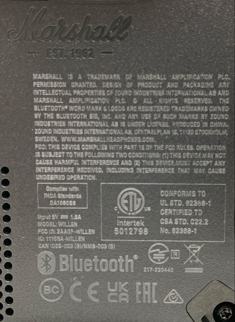 Marshall WILLEN ワイヤレスポータブルスピーカー