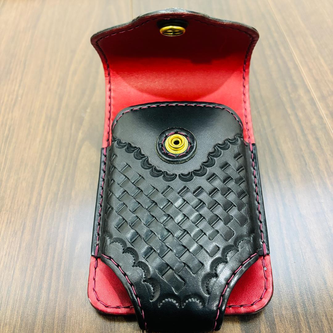 SKULL FLIGHT スカルフライト シガーケース レザー ブラック×レッド