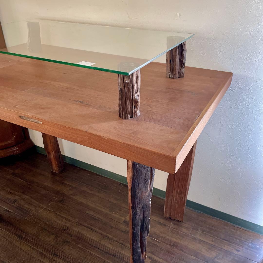 r134 天然木×ガラス 流木脚のコンソールテーブル 大 ディスプレイテーブル