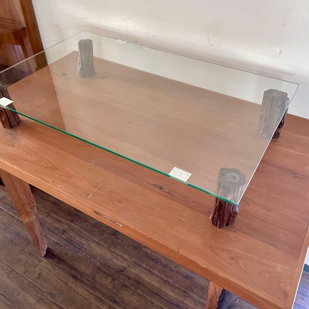r134 天然木×ガラス 流木脚のコンソールテーブル 大 ディスプレイテーブル