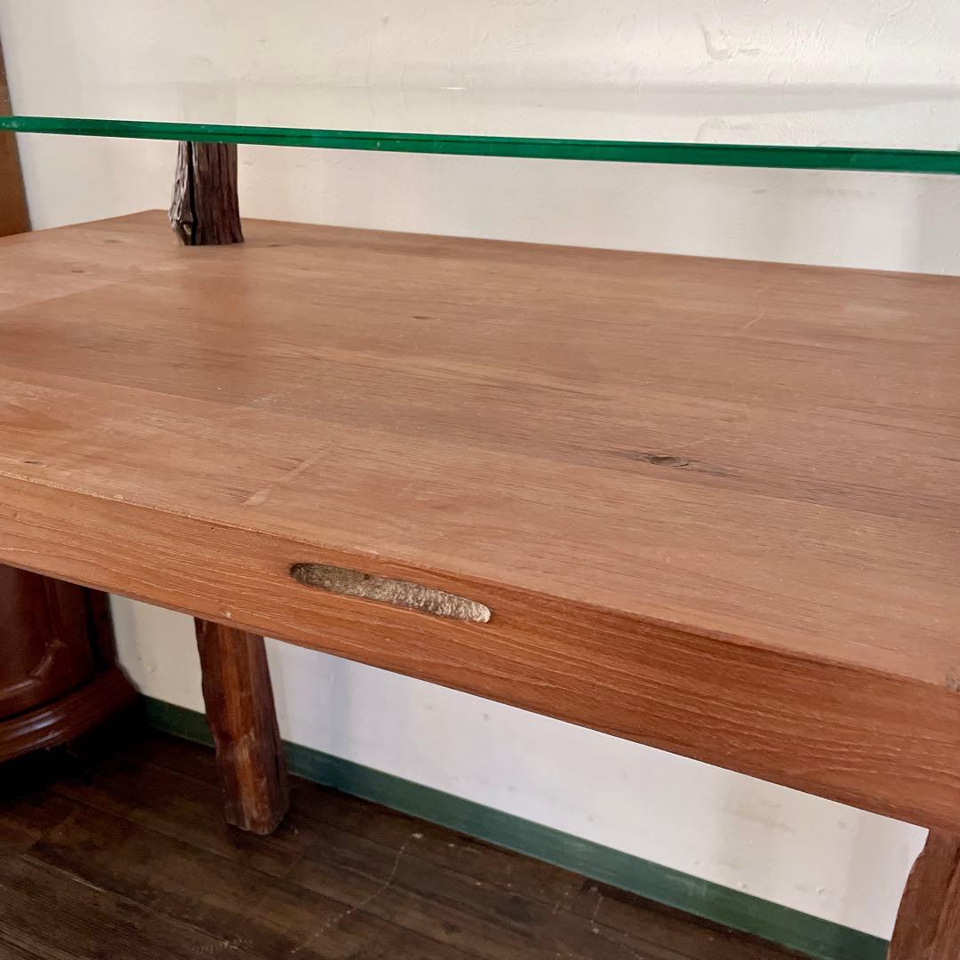 r134 天然木×ガラス 流木脚のコンソールテーブル 大 ディスプレイテーブル