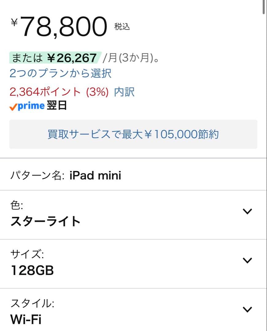 iPad mini 7 Wi-Fi 128GB バッテリー100%