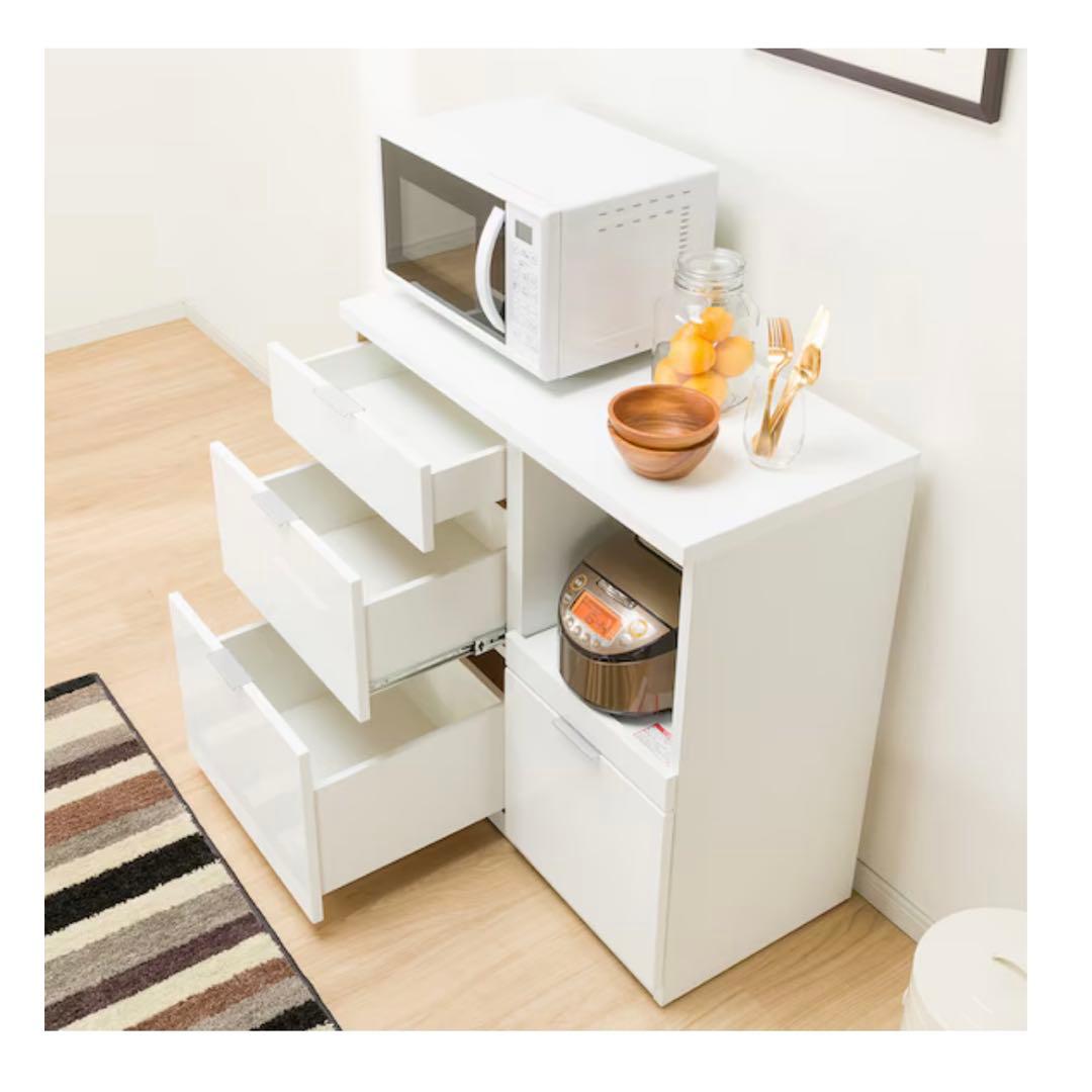 ニトリ　キッチンカウンター　引き出し収納 幅90cm　エトナ90CT WH