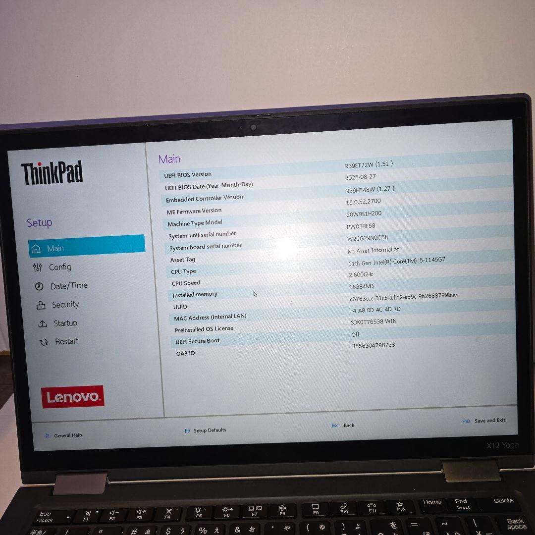 【訳あり】ThinkPad X13 Yoga Gen2 / i5 / 16GB