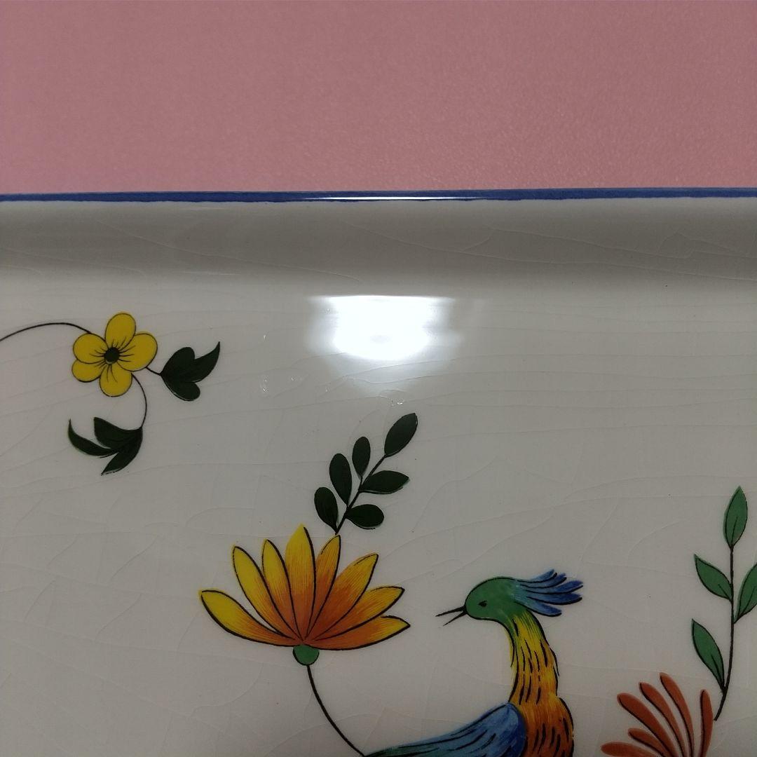 未使用品 約38cm Gien ジアン オワゾパラディ 皿 極楽鳥 パーティー皿