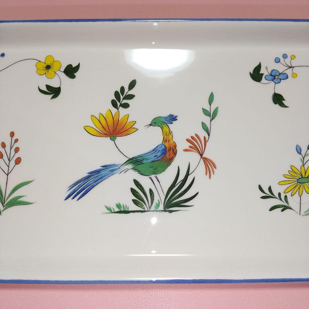 未使用品 約38cm Gien ジアン オワゾパラディ 皿 極楽鳥 パーティー皿