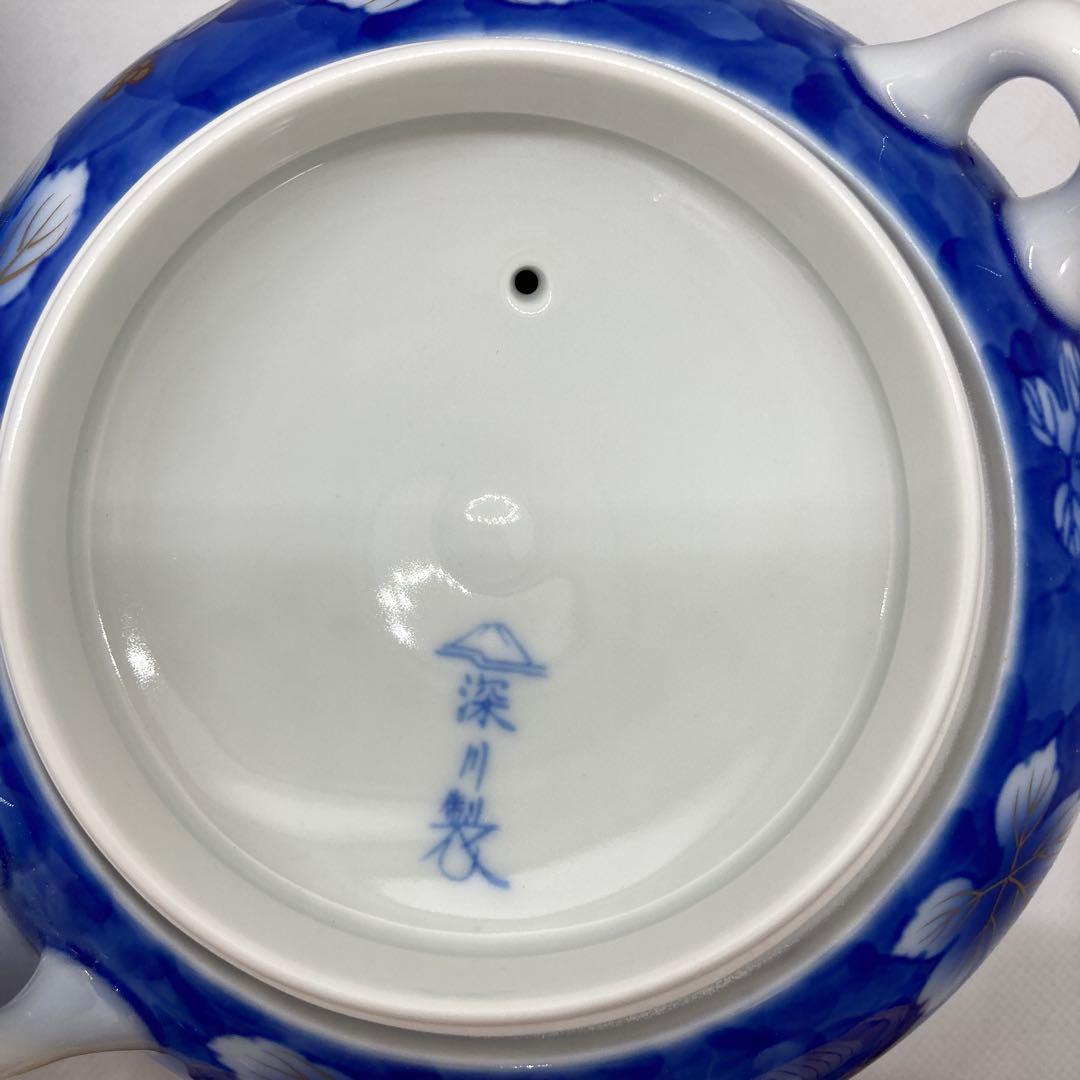 深川製磁　赤絵ぶどー　中番茶器 湯呑み　湯呑　急須