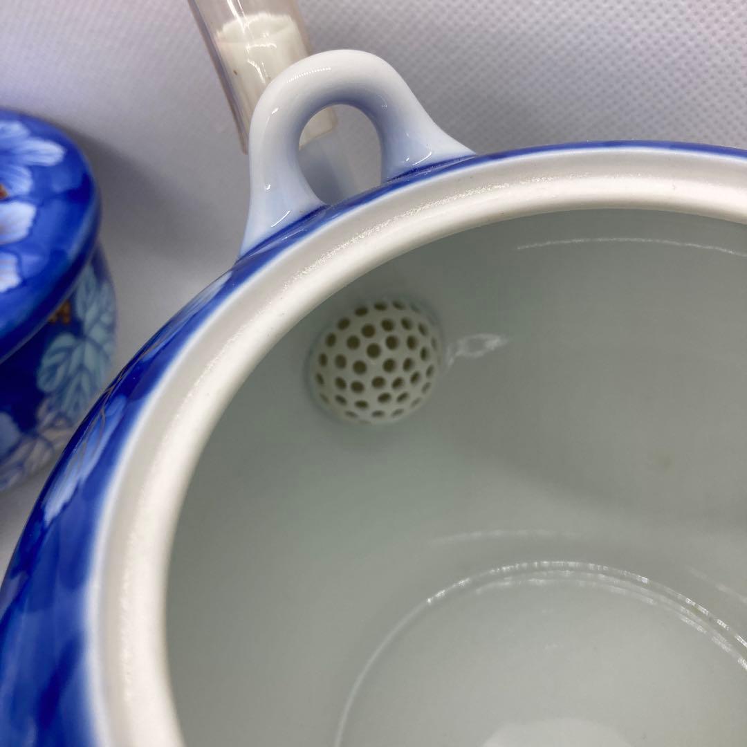 深川製磁　赤絵ぶどー　中番茶器 湯呑み　湯呑　急須