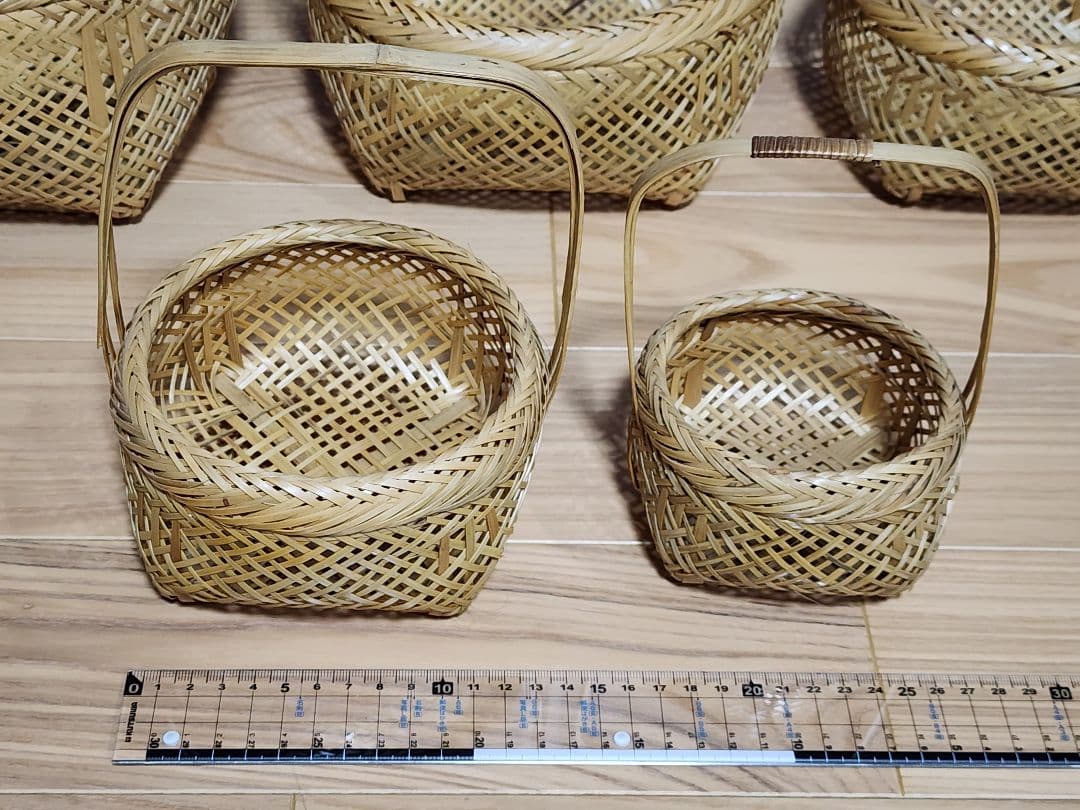 持ち手付き竹かご