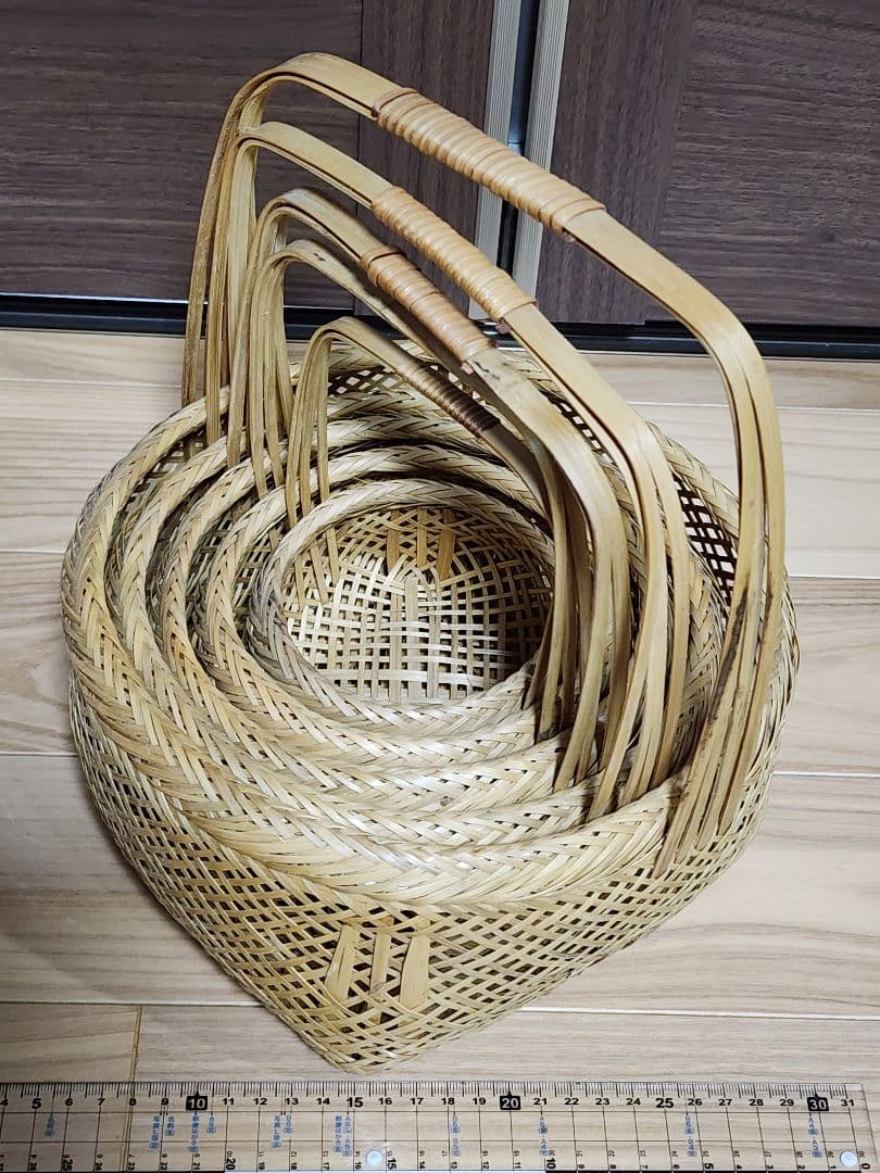 持ち手付き竹かご
